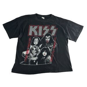 Vintage Kiss Shirt Mens XL Black 90s 1996 1997 Worldwide Tour‎ Band Tee Concert